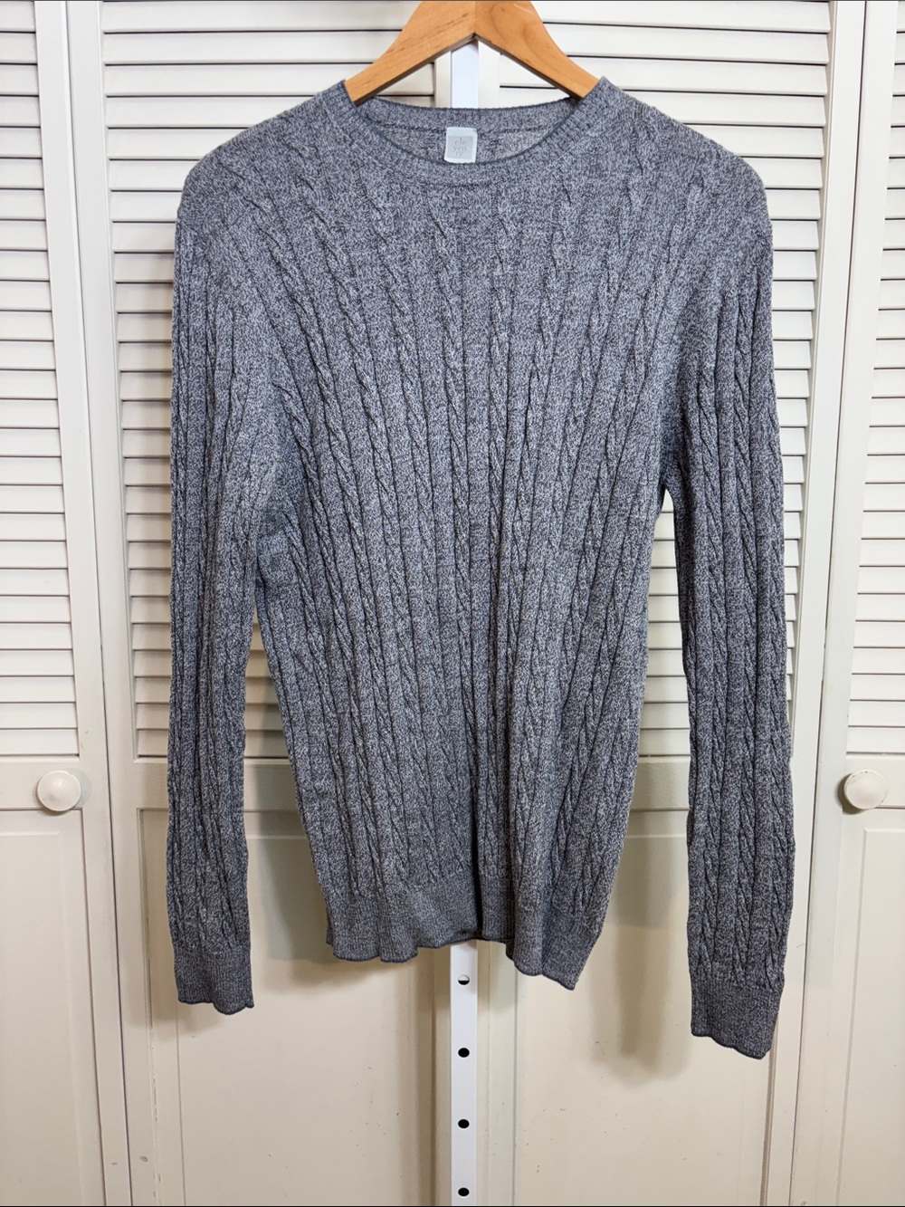 NWT Eleventy Men's Gray Cable-Knit Crewneck 100% Wool Pullover Sweater XXL